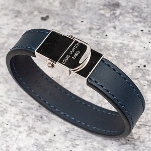 Louis Vuitton Mens Blue Leather Bracelet Size 19